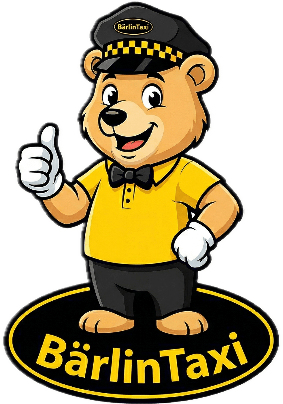 BärlinTaxi bear mascot wearing a taxi cap